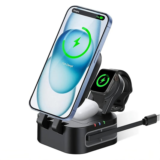 Magnetische 3-in-1 Wireless Ladestation – iPhone, Apple Watch & AirPods gleichzeitig laden