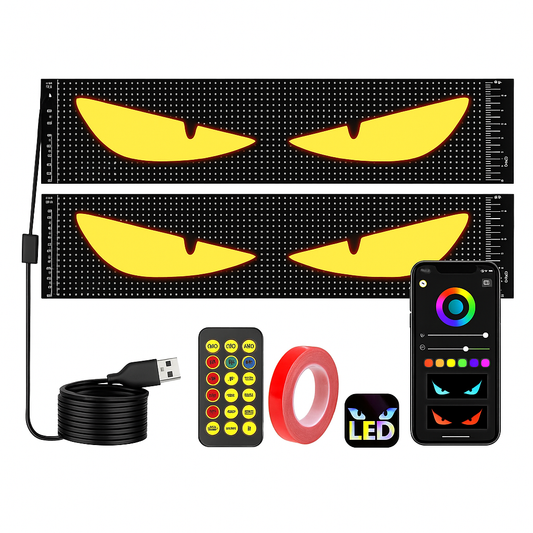 Dynamische Big-Eye LED-Lichter für die Windschutzscheibe – Programmierbares 2er-Set mit App-Steuerung