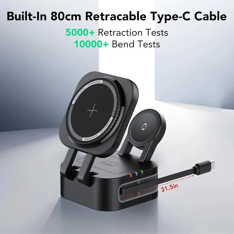 Magnetische 3-in-1 Wireless Ladestation – iPhone, Apple Watch & AirPods gleichzeitig laden