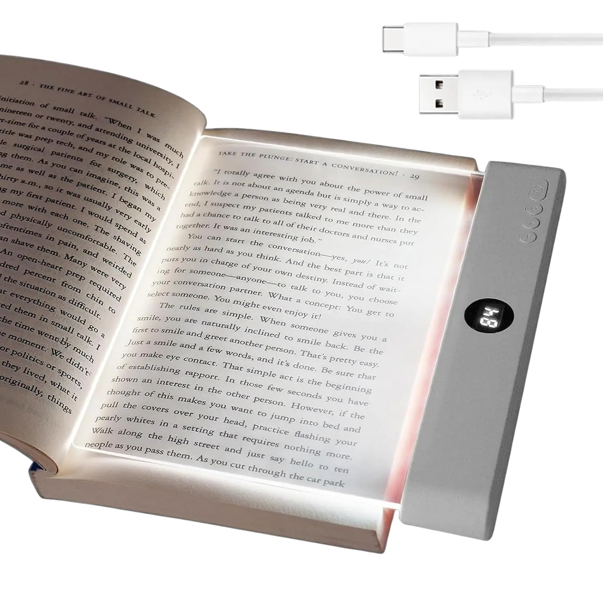 Smart LED Book Light – Leselicht mit 3 Lichtfarben & Timer