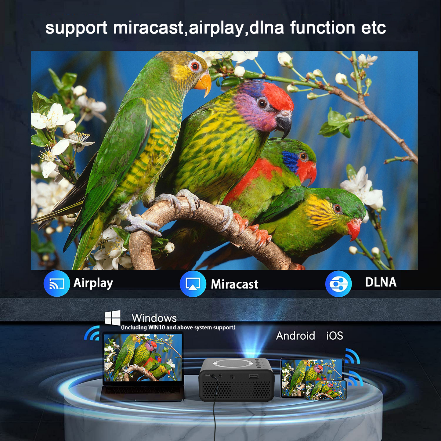 Mini LED Wireless Projektor (YT300) – Großes Kino für Gaming, Filme & Präsentationen