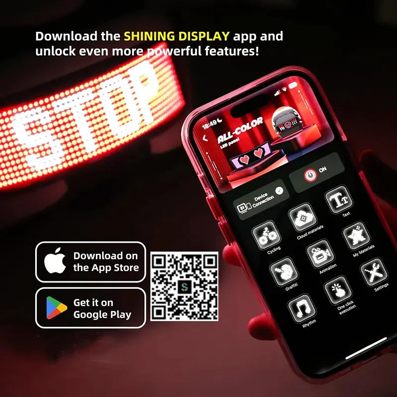 Programmierbares LED-Display für Motorradhelm – Sichtbarkeit, Sicherheit & Style bei Nacht