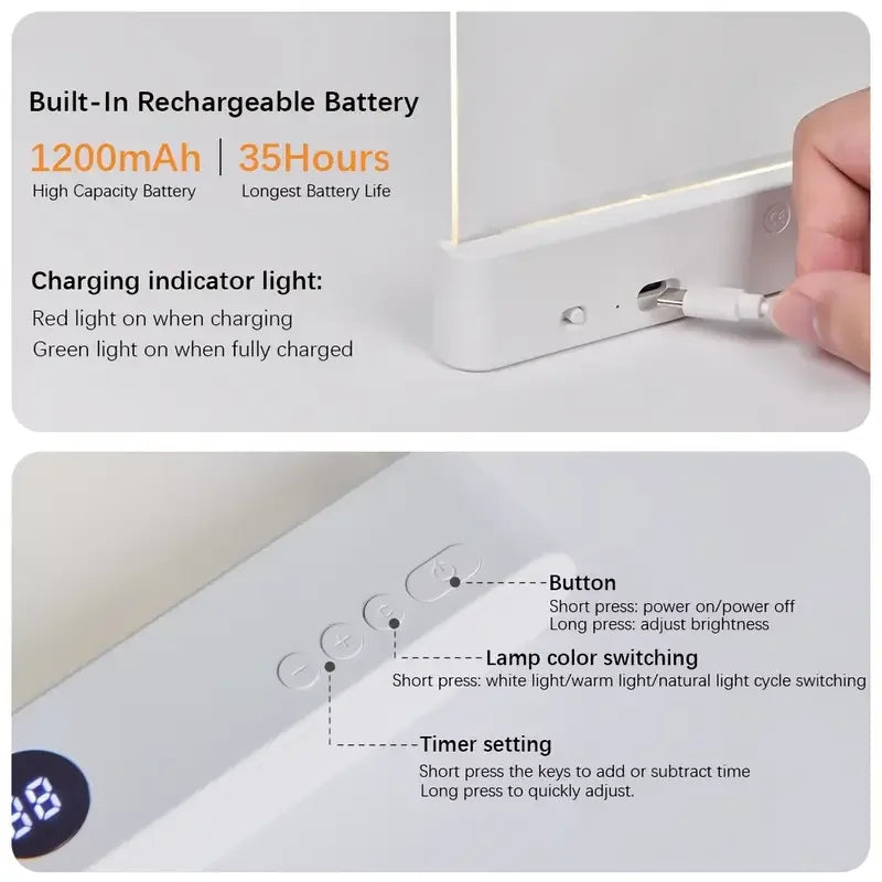 Smart LED Book Light – Leselicht mit 3 Lichtfarben & Timer