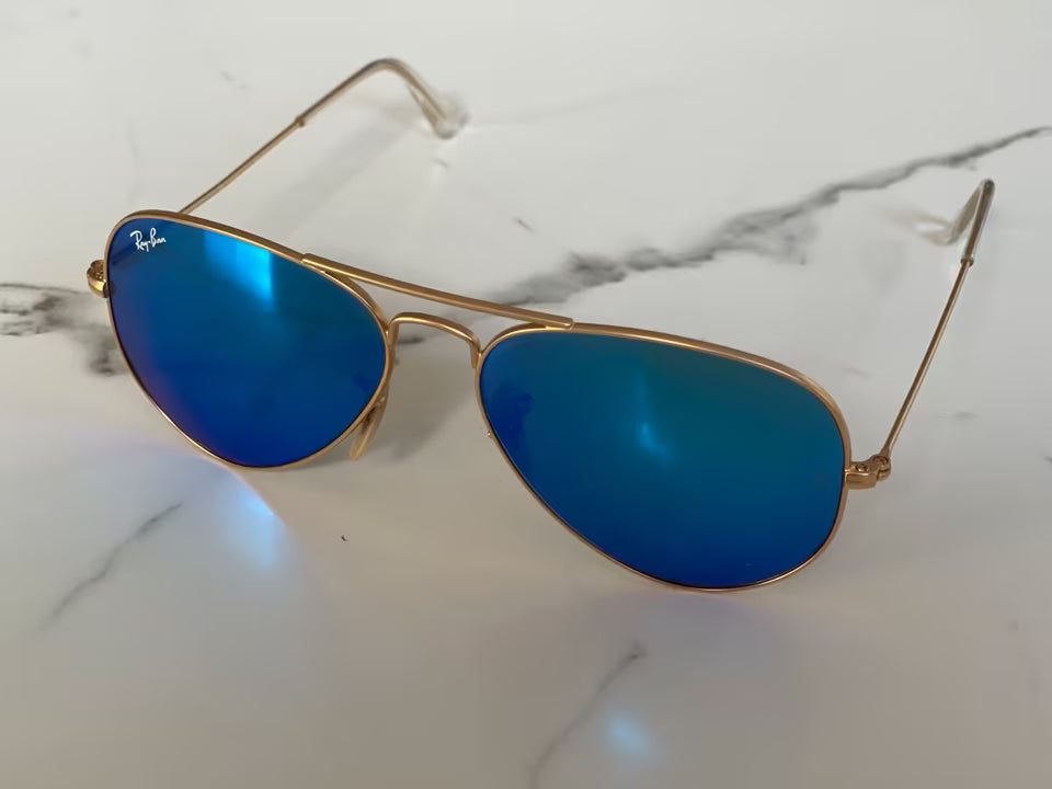 Ray-Ban Aviator Sonnenbrille - Blau/Gold - inkl. Leder-Etui [NEU]