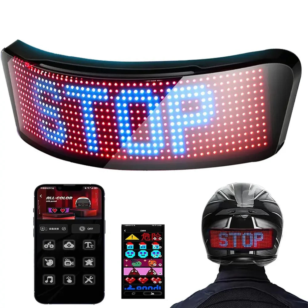 Programmierbares LED-Display für Motorradhelm – Sichtbarkeit, Sicherheit & Style bei Nacht