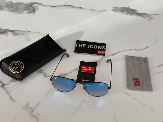 Ray-Ban Aviator Sonnenbrille - Blue/Black- inkl. Leder-Etui [NEU]