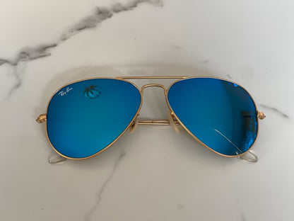 Ray-Ban Aviator Sonnenbrille - Blau/Gold - inkl. Leder-Etui [NEU]